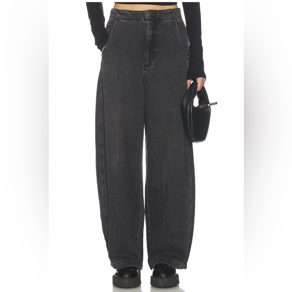 pistola Women's Wide Leg Black Washed Jeans